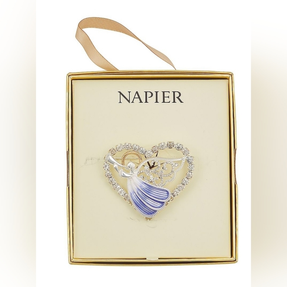 Napier Christmas Angel Heart Pin Brooch Pin Nwt - Picture 2 of 2